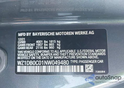 2022 Toyota Gr Supra 3.0 z USA, uszkodzony, nr VIN WZ1DB0C01NW049480